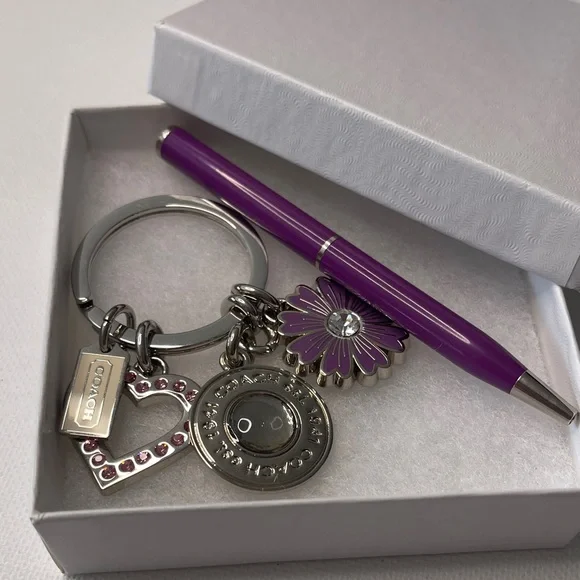 Coach Silver and Purple Charm Key Holder and Coach Pen - Picture 6 of 6